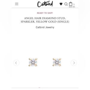 CATBIRD ANGEL HAIR DIAMOND STUD SPARKLER YELLOW GOLD EARRINGS